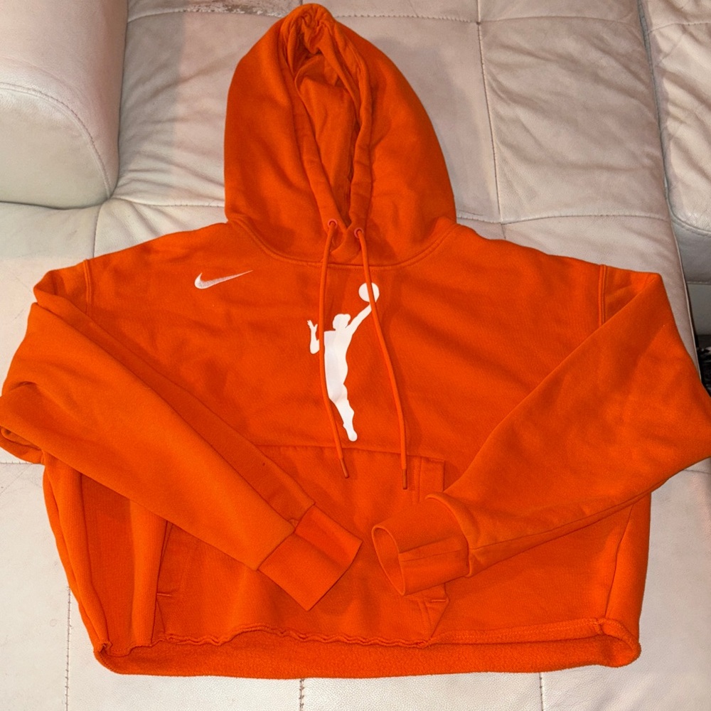 Nike WNBA Bright Orange Cropped Hoodie with White Logo